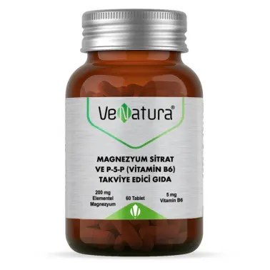 VeNatura Magnezyum Sitrat ve P-5-P (Vitamin B6) Takviye Edici Gıda 60 Tablet - VeNatura