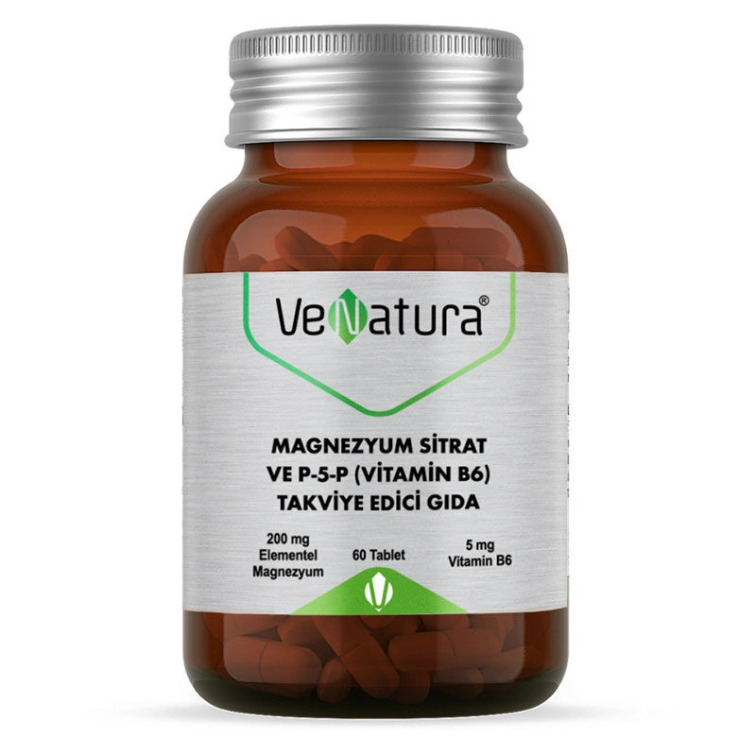 VeNatura Magnezyum Sitrat ve P-5-P (Vitamin B6) Takviye Edici Gıda 60 Tablet - VeNatura