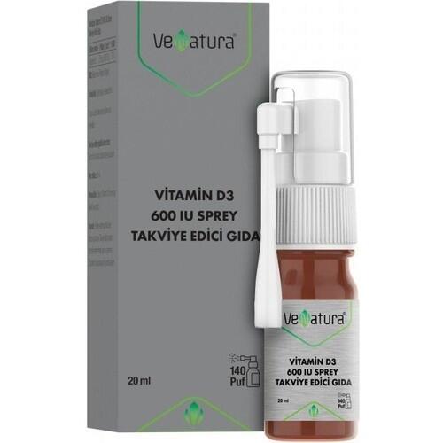 VeNatura Vitamin D3 600 IU Sprey Takviye Edici Gıda 20 ml - 1