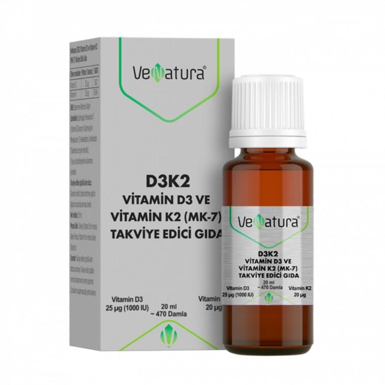 VeNatura Vitamin D3 Ve Menaquinon 7 Takviye Edici Gıda 20 ml - 1