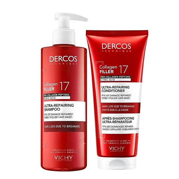 Vichy Dercos Collagen 17 Filler Şampuan 400 ml + Saç Bakım Kremi 200 ml - 1