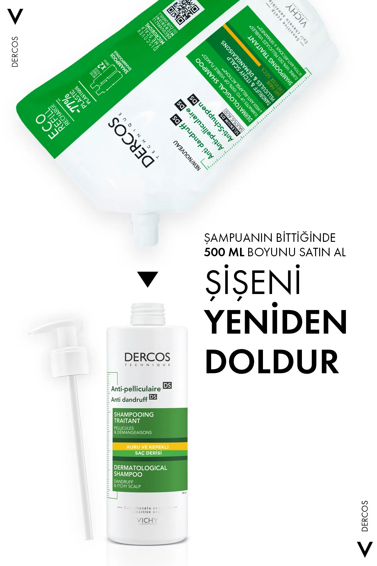 Vichy Dercos Anti-Dandruff Şampuan Kuru Saçlar için Kepek Karşıtı 390 ml - 3