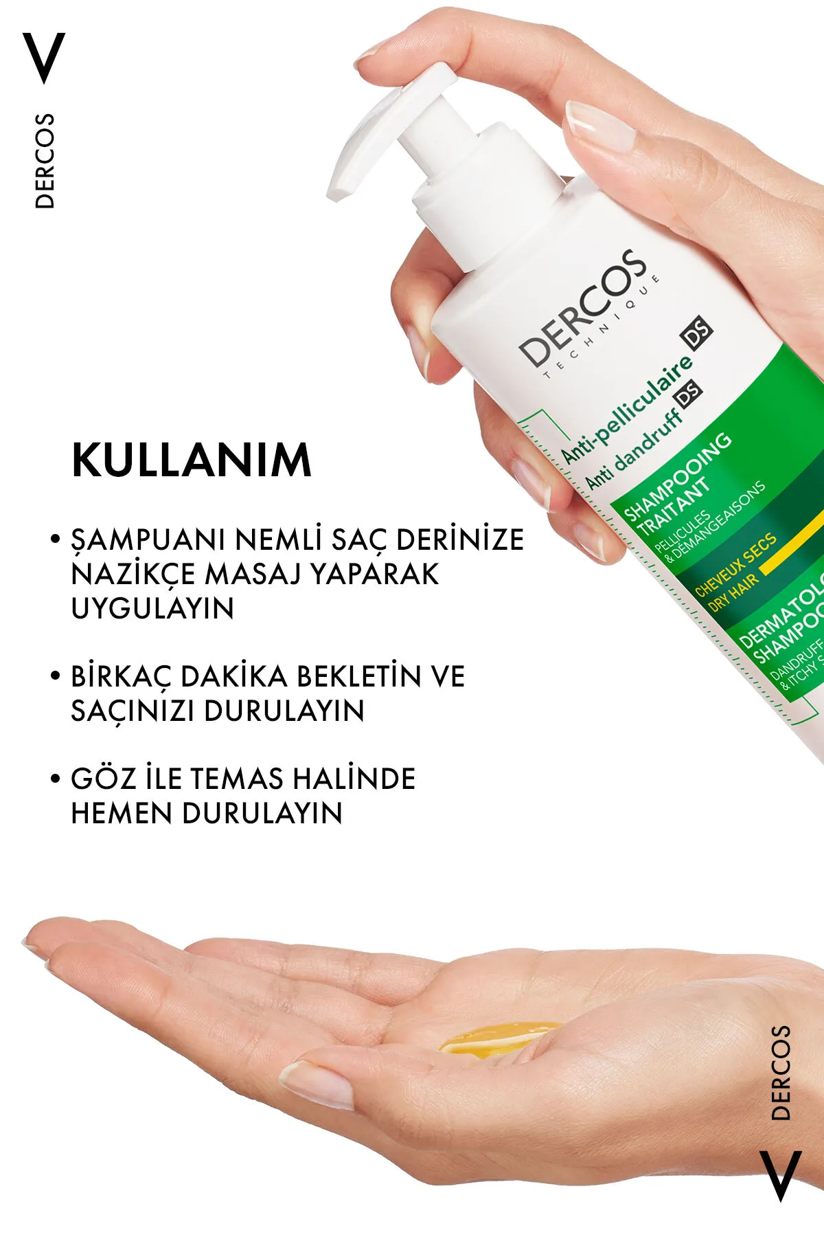 Vichy Dercos Anti-Dandruff Şampuan Kuru Saçlar için Kepek Karşıtı 390 ml - 2