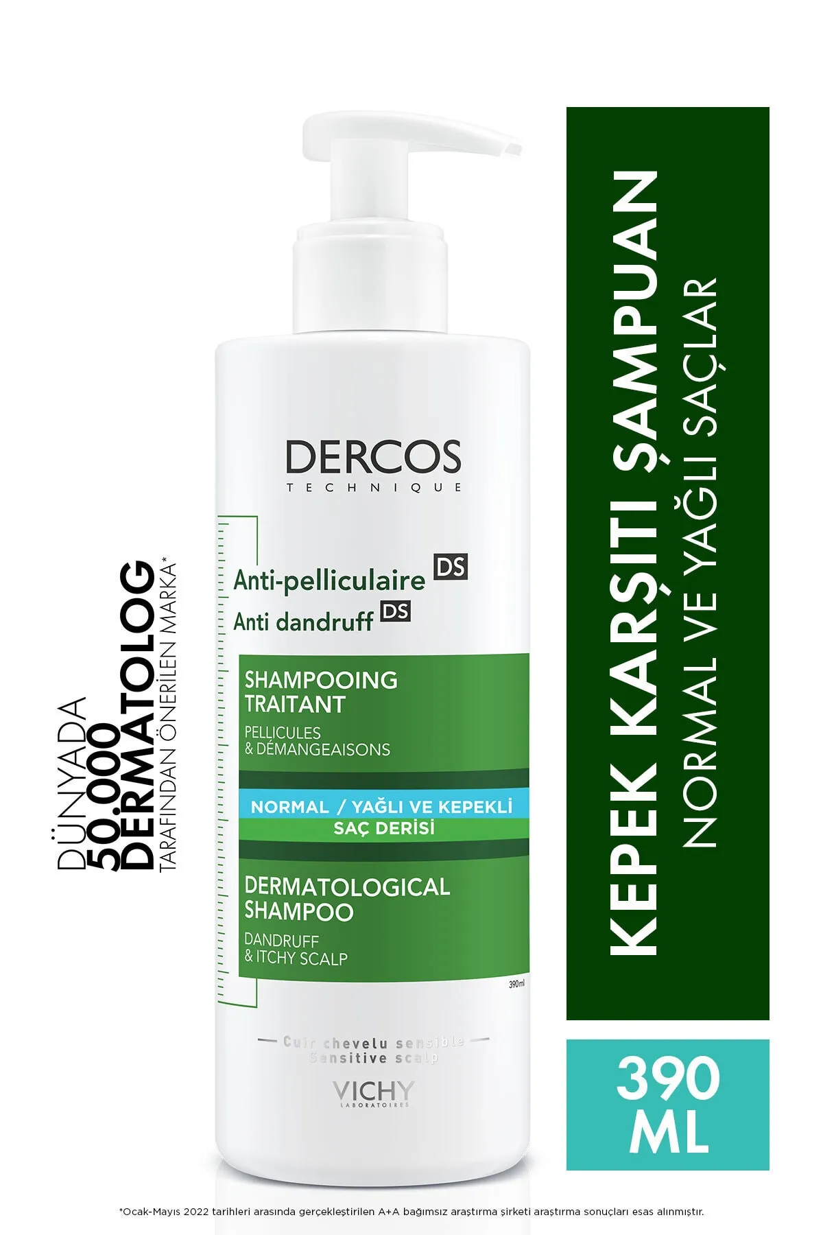 Vichy Dercos Anti-Dandruff Şampuan Kepek Karşıtı Normal ve Yağlı Saçlar İçin 390 ml - 1