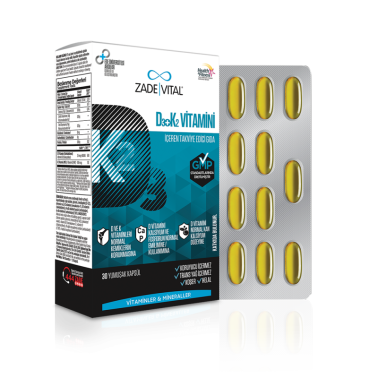 Zade Vital D3+K2 (MK7) Vitamini 30 Yumuşak Kapsül - Blister - Zade Vital