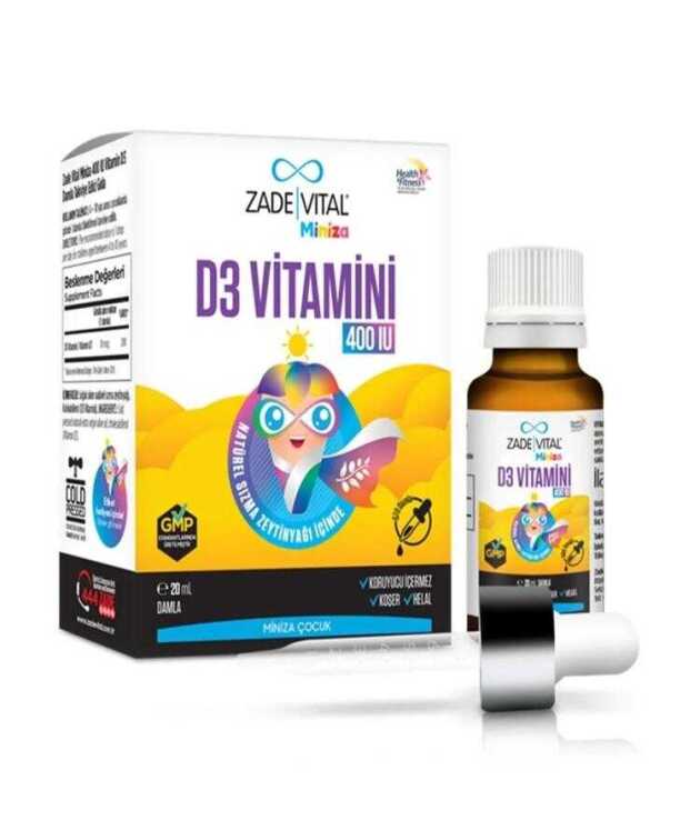 Zade Vital Miniza Vitamin D3 400 IU Damla 20 ml - 1